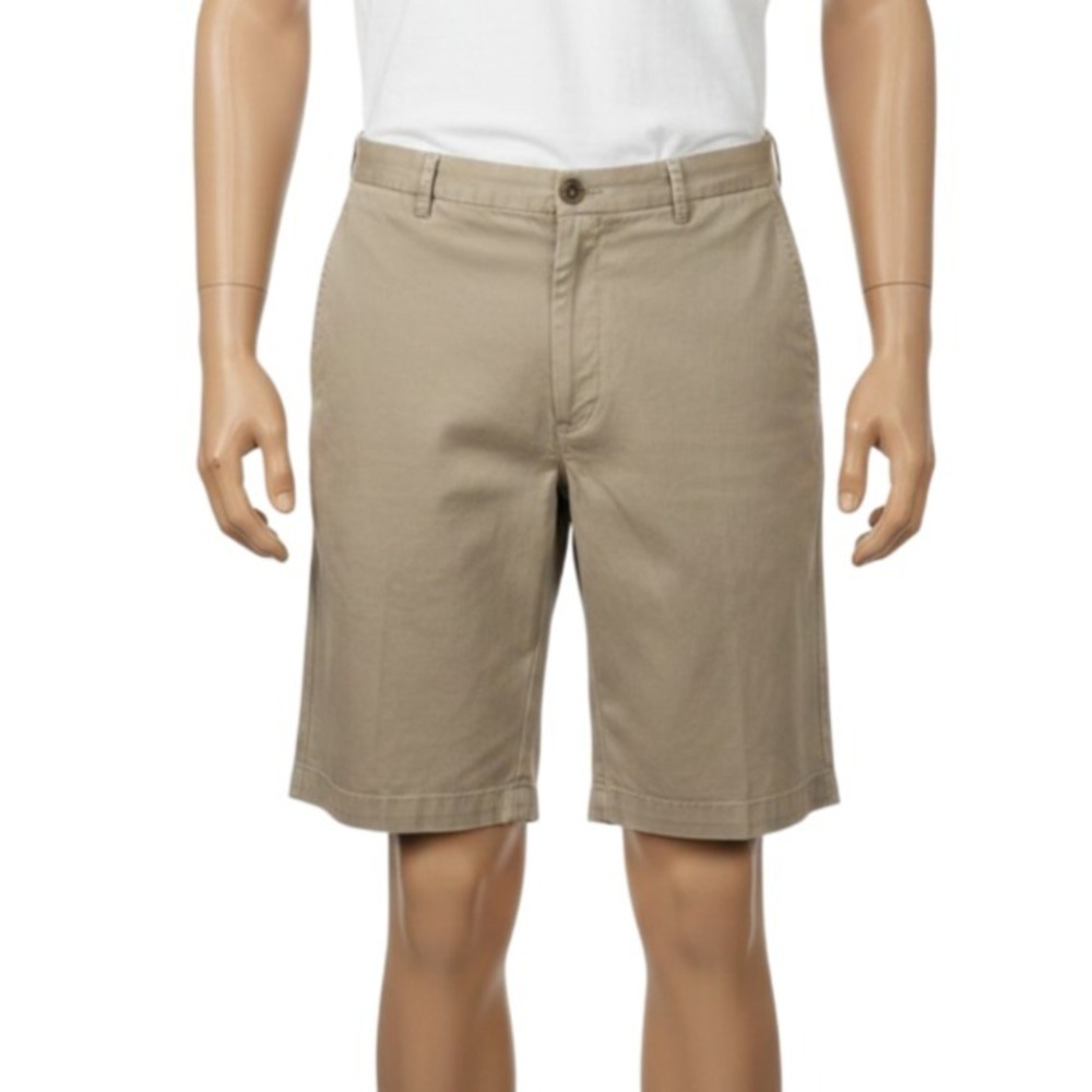 Peter Millar Shorts Mens 38 Khaki Pima Cotton Peru Luxury Golf Flat Front Preppy - Picture 1 of 14